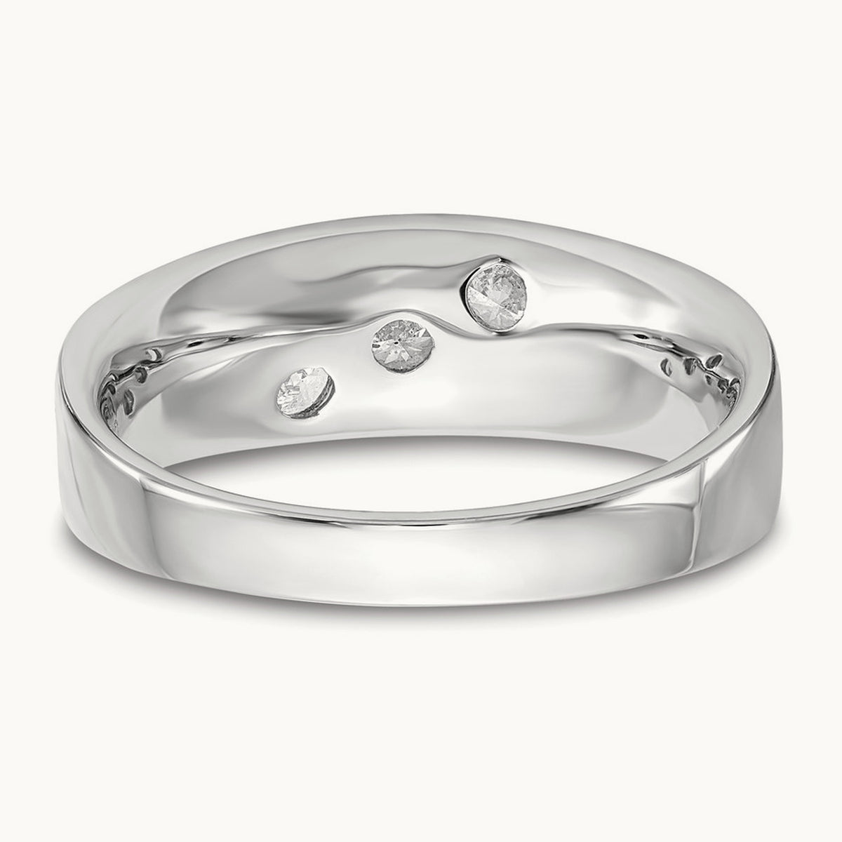 White Gold 3 Stone Men's Ring, 0.50 ct tw Lab-Grown Diamond — 14K White Gold
