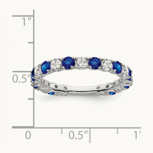 Created Sapphire and Diamond Band, 14K White Gold