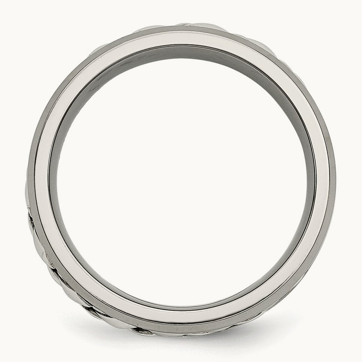 w/Sterling Silver Inlay Polished 1pt. Diamond Band, 7mm, Titanium