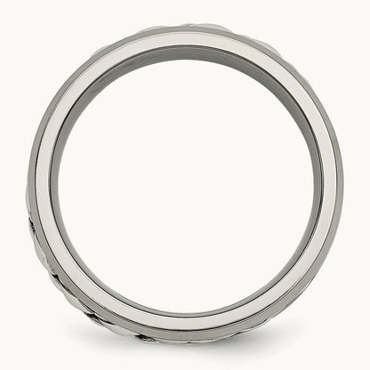 w/Sterling Silver Inlay Polished 1pt. Diamond Band, 7mm, Titanium