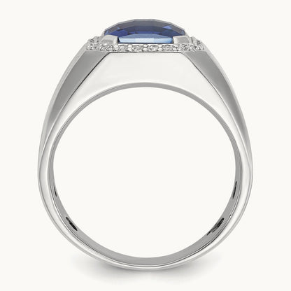 Men's Cr. Sapphire and Diamond Complete Ring — IBGoodman — photo set
