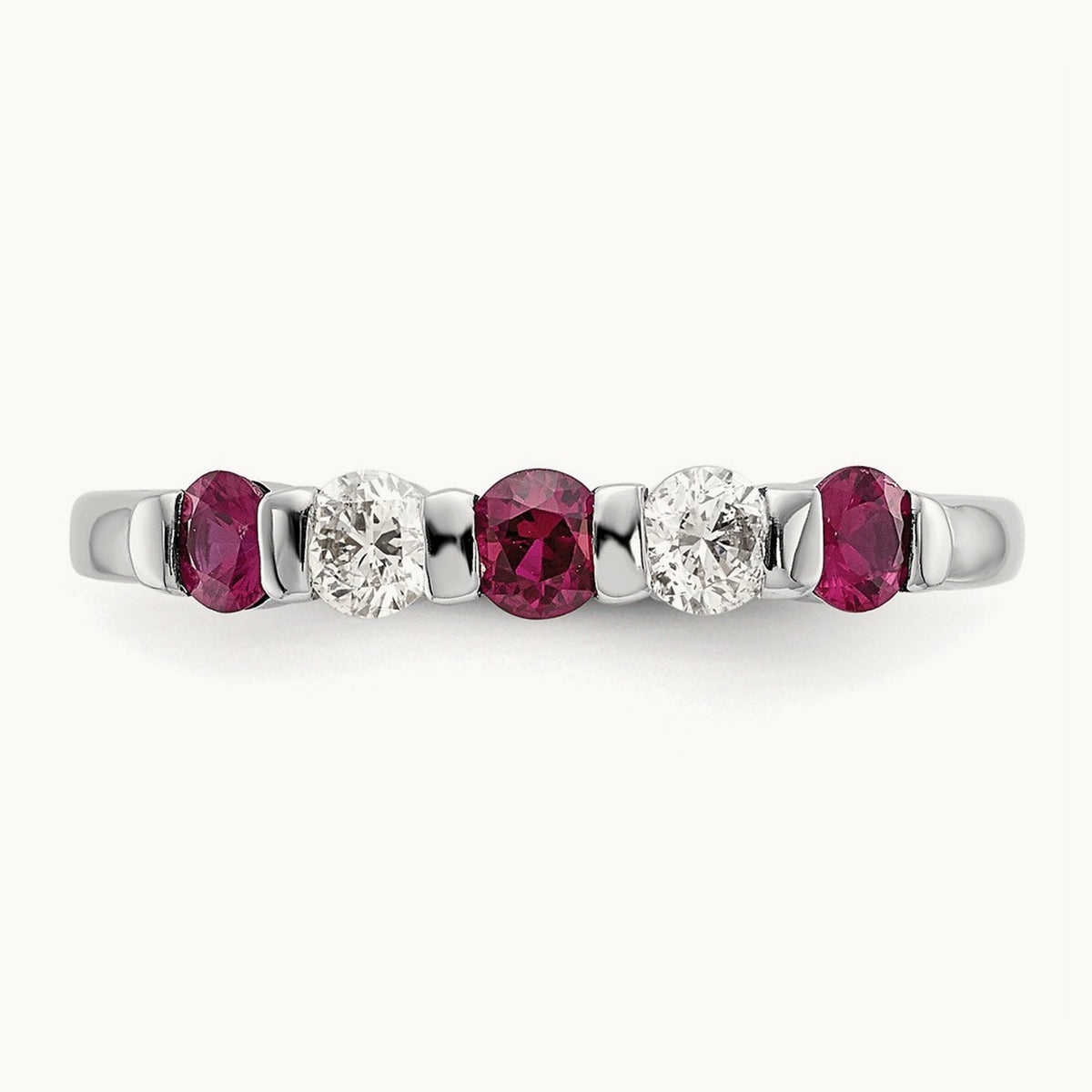 Diamond w/Ruby Band, 14K White Gold