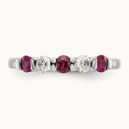 Diamond w/Ruby Band, 14K White Gold