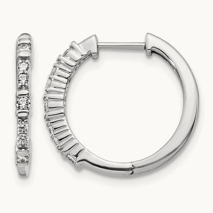 Diamond Hinged Hoop Earrings, 14K White Gold