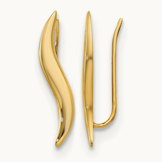 Polished Ear Climber Earrings, 14K — Leslie's