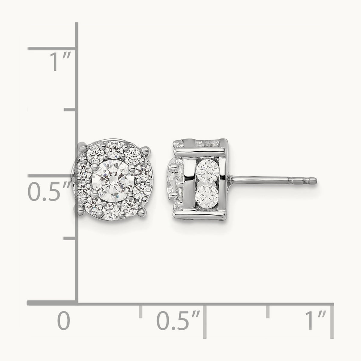 Round Halo Post Earrings, 1.00-2.00 ct tw Lab-Grown Diamond — 2 ct (2)