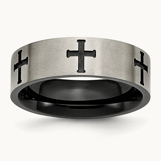 Brushed Black IP-plated Cross Band — photo set