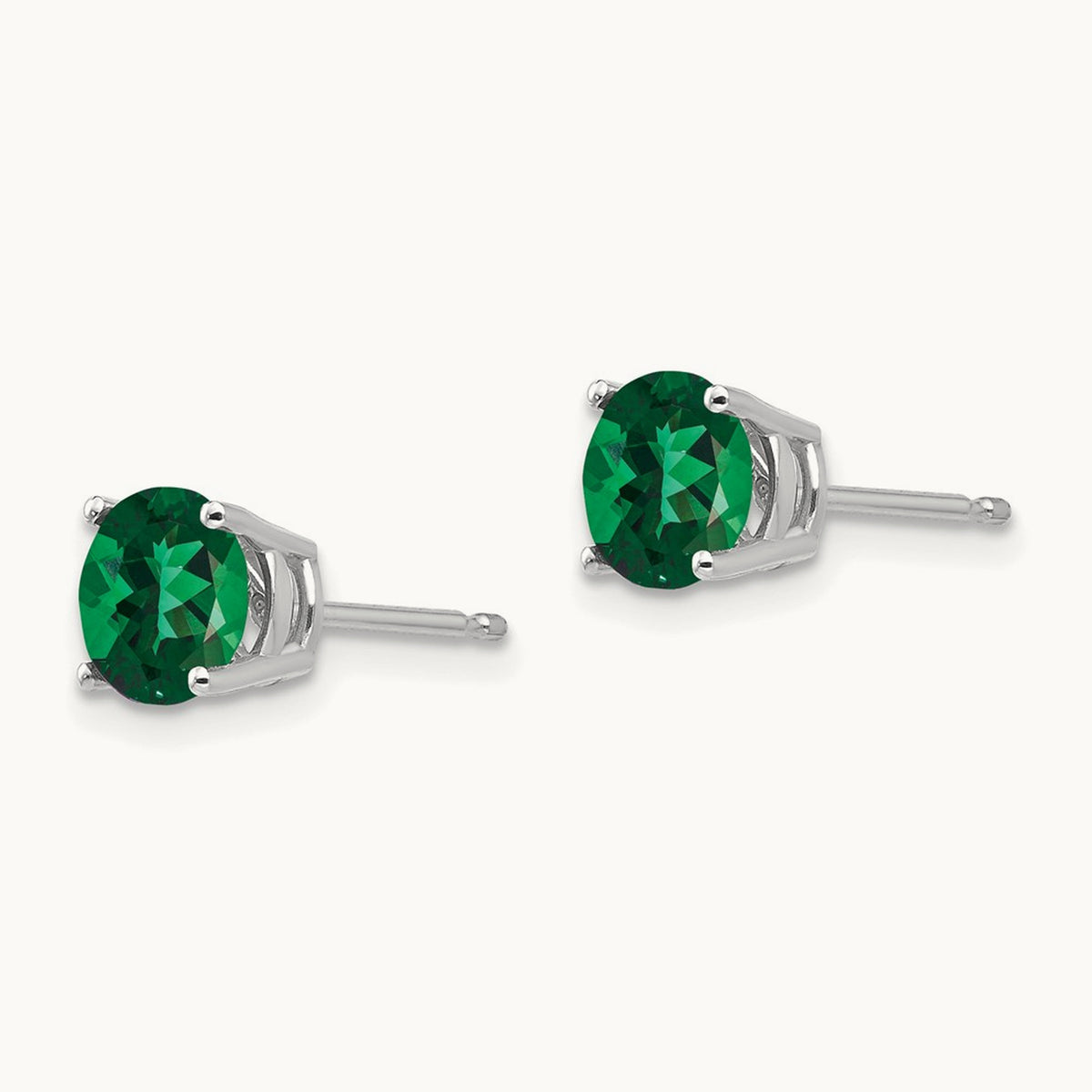Mount St. Helens Round Stud Earrings, 6mm, 14K White Gold