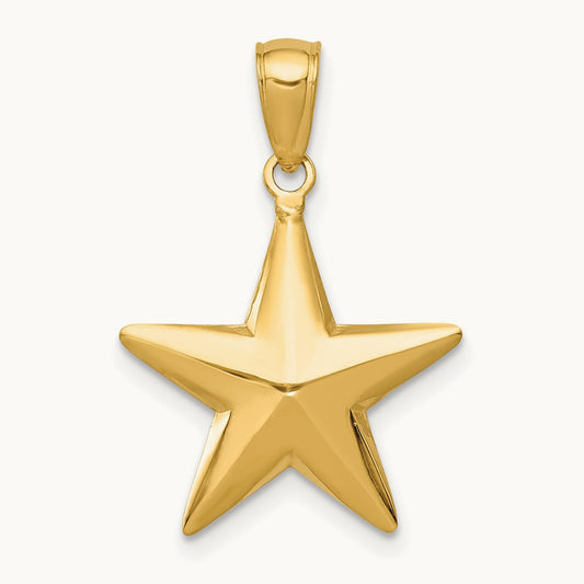 Polished 3-D Star Pendant, 14K
