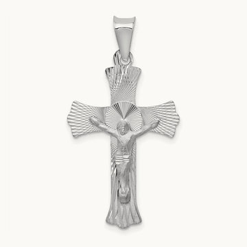 Crucifix Pendant, 14K White Gold