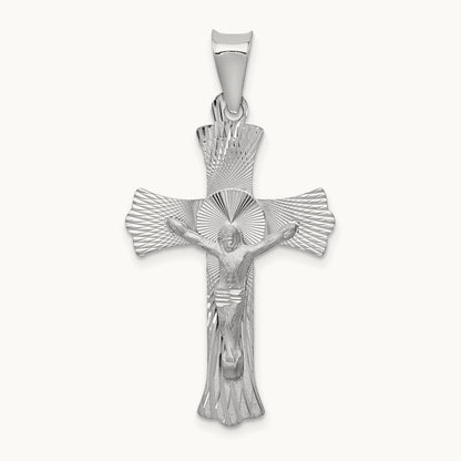 Crucifix Pendant, 14K White Gold