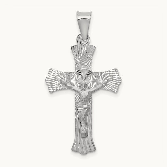 Crucifix Pendant, 14K White Gold