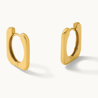 Polished Square Hinged Hoop Earrings, 14K — Leslie's