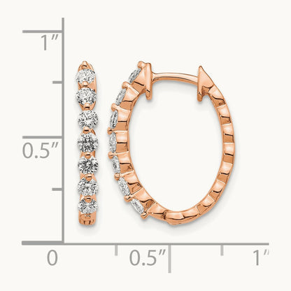 AA Diamond Hinged Hoop Earrings, 14K Rose Gold