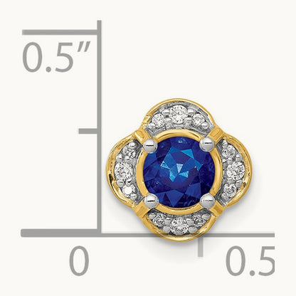 1/15ct. Diamond and .33 Sapphire Fancy Chain Slide, 14K