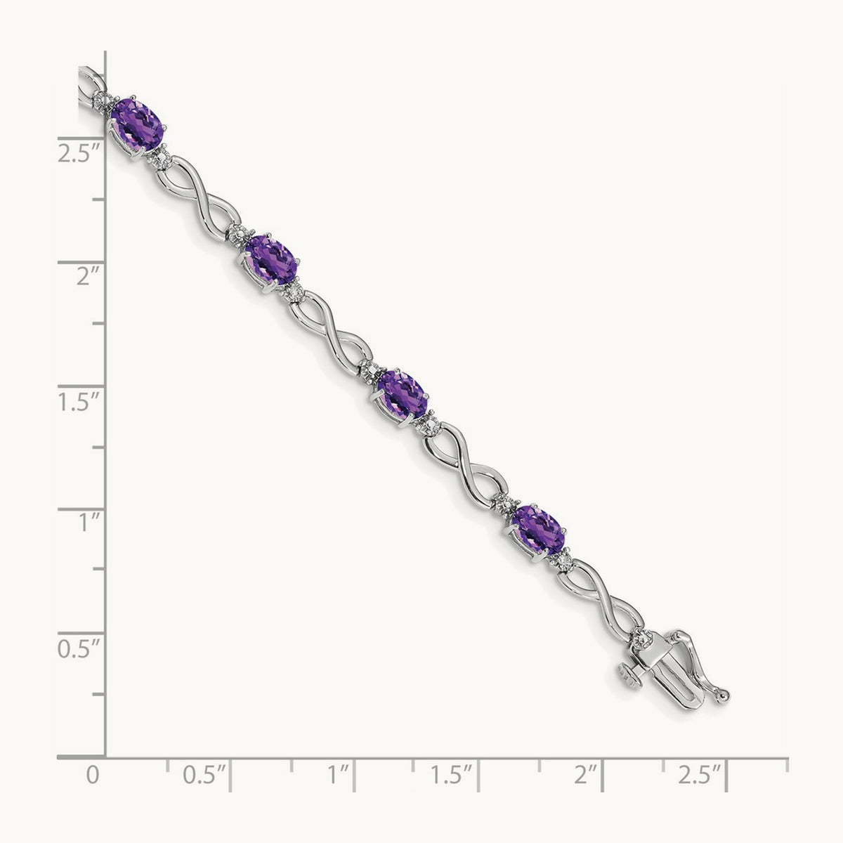 Amethyst and Diamond Infinity Bracelet — 14K White Gold