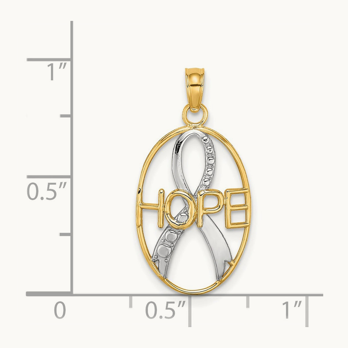 Textured HOPE with Ribbon Charm — 14K Two-Tone Gold