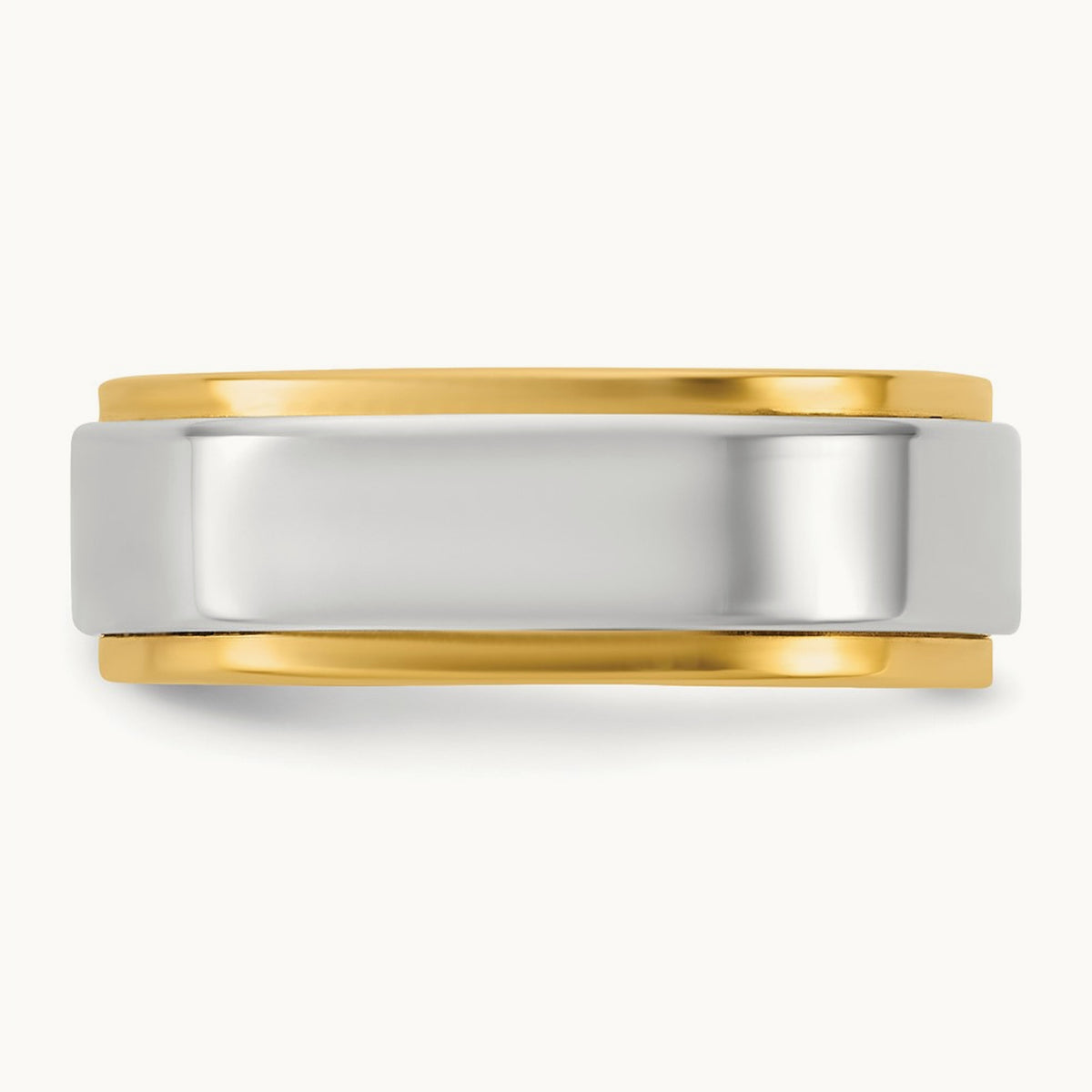 Y/W Step Edge Wedding Band, 7mm, 14K Two-tone