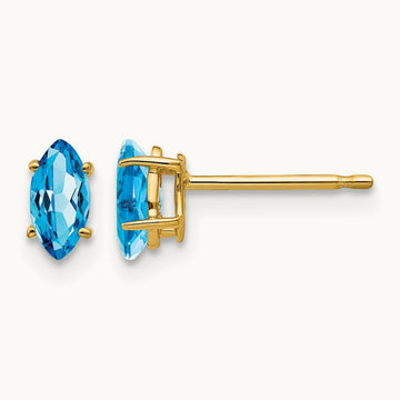 6x3mm Marquise Blue Topaz earring, 14K