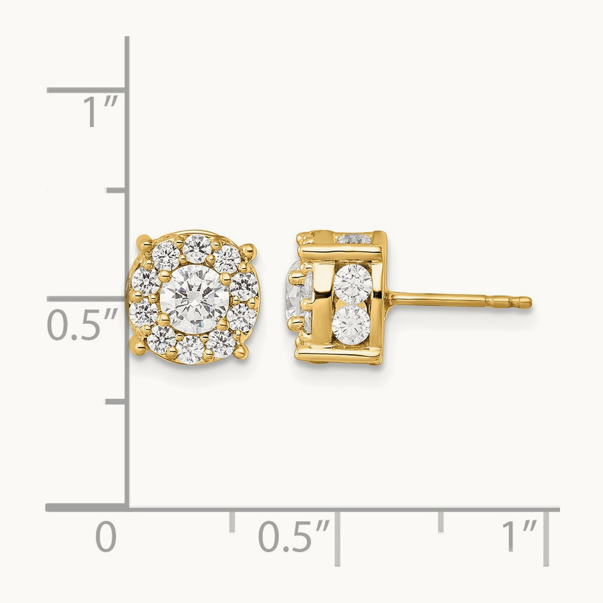 Round Halo Post Earrings, 1.00-2.00 ct tw Lab-Grown Diamond — 2 ct