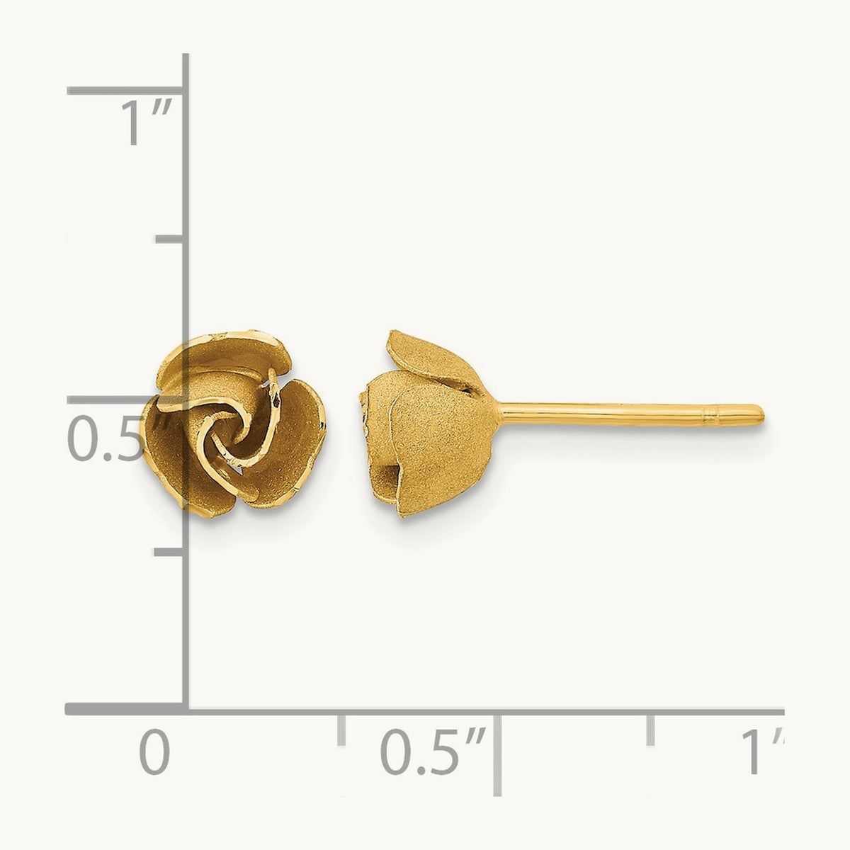 Satin Finish Diamond-cut Post Earrings — 14K Yellow Gold, 7.5mm