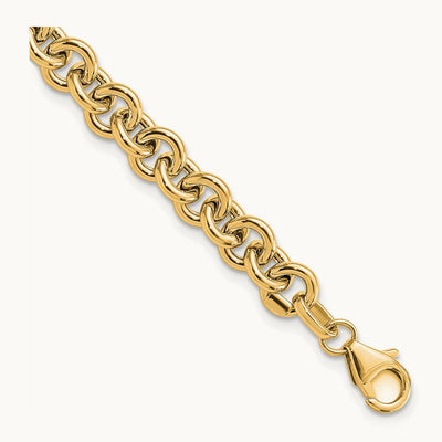 Polished Fancy Rolo Link Bracelet — 14K Yellow Gold