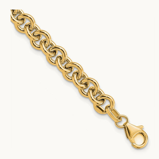 Polished Fancy Rolo Link Bracelet — 14K Yellow Gold