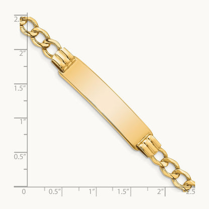 Semi-Solid Curb Link ID Bracelet, 14K