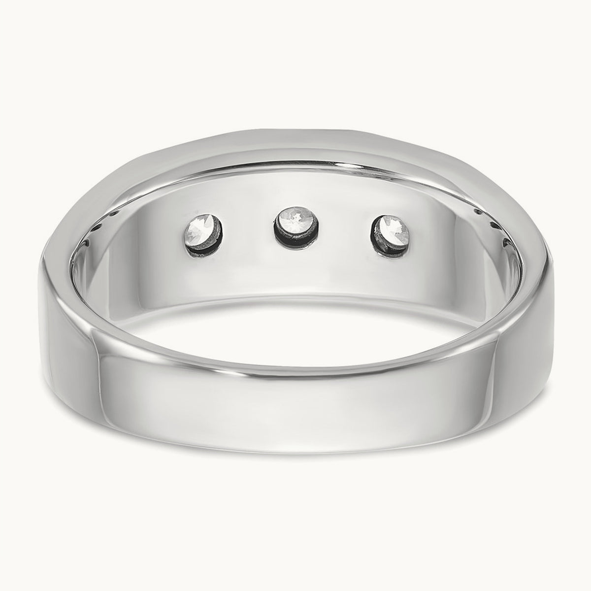 IBGoodman Men's Polished/Satin Diamond Complete Ring, 14K White Gold