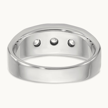 IBGoodman Men's Polished/Satin Diamond Complete Ring, 14K White Gold