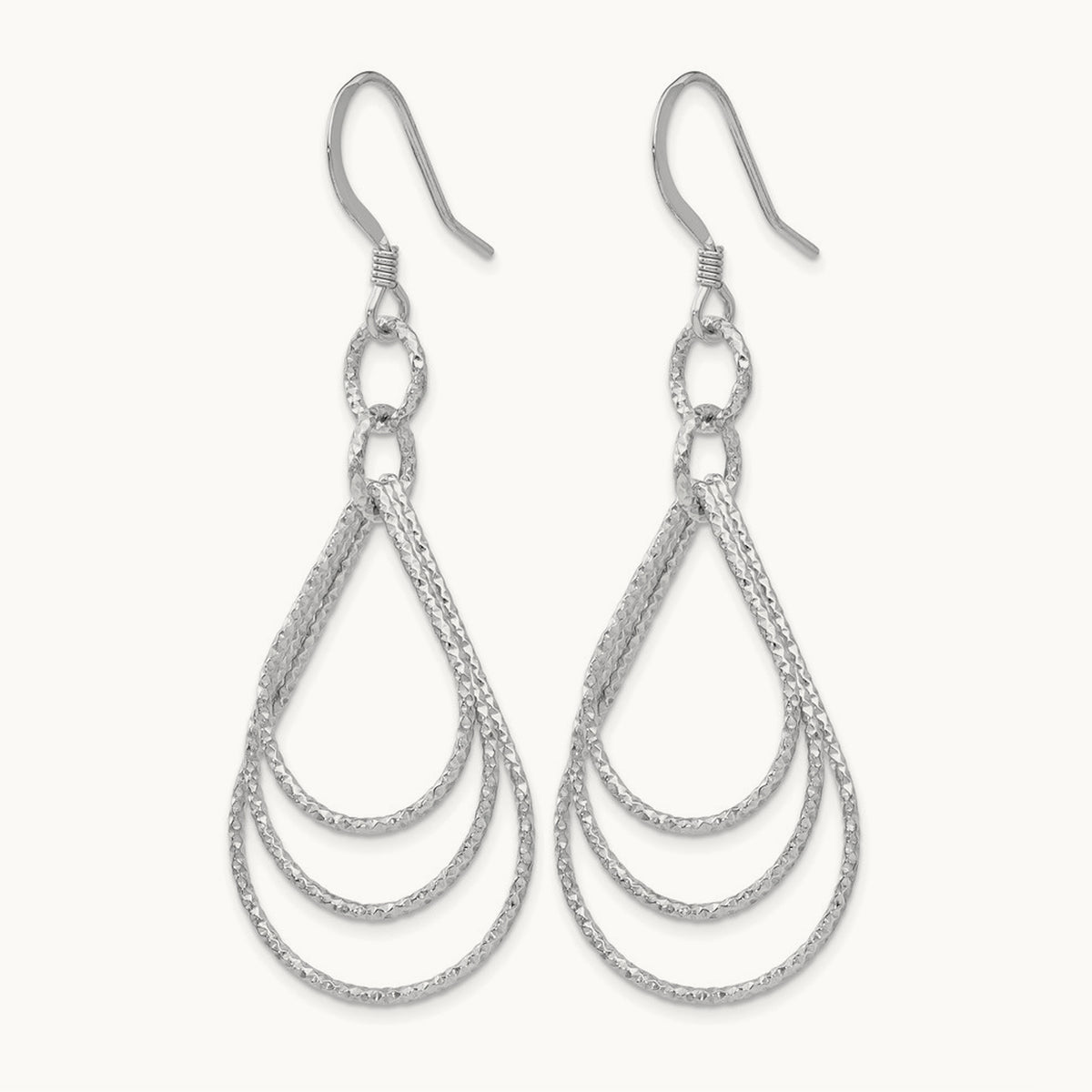 Rhod-pltd Textured Shepherd Hook Dangle Earrings — Leslie's — photo set