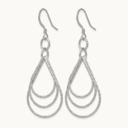 Rhod-pltd Textured Shepherd Hook Dangle Earrings — Leslie's — photo set