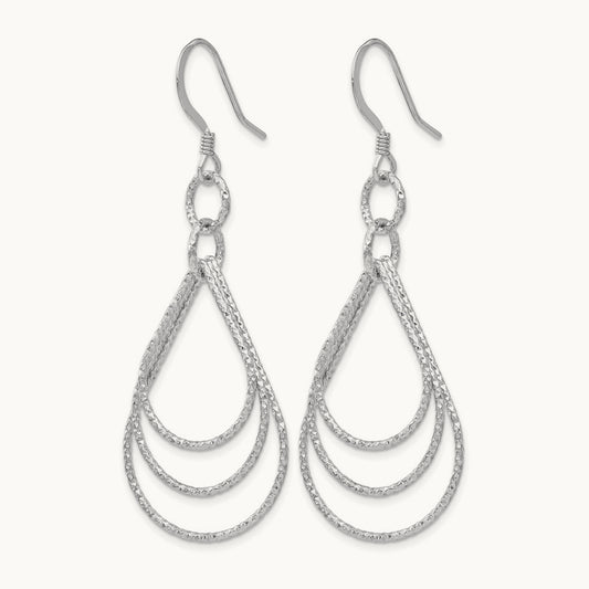 Rhod-pltd Textured Shepherd Hook Dangle Earrings — Leslie's — photo set