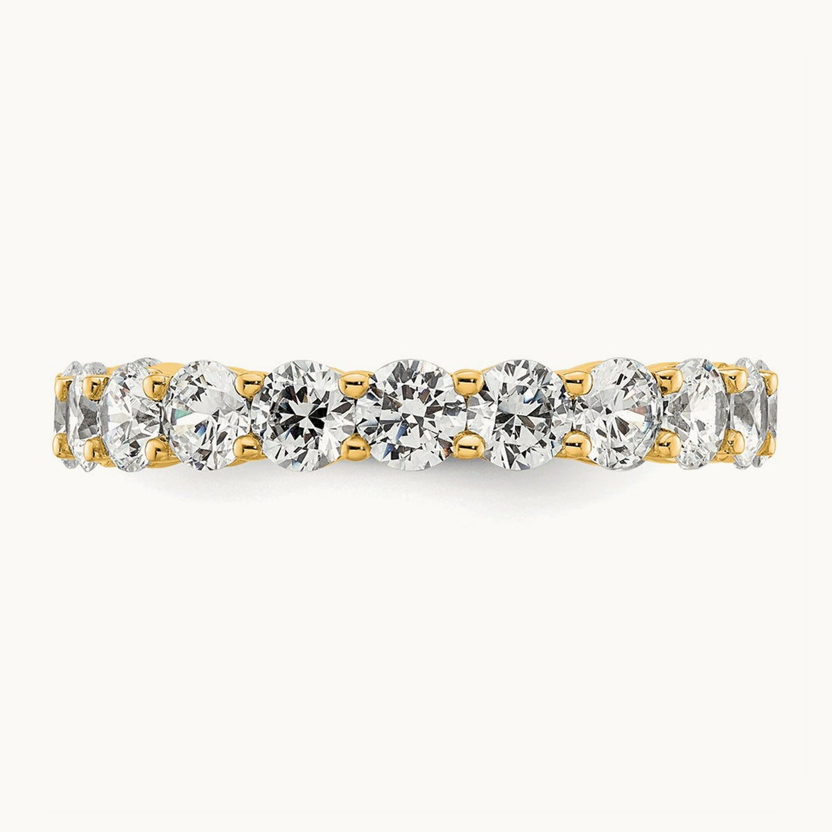 Polished Shared Prong Diamond Eternity Band — 14K Yellow Gold, 3 ct