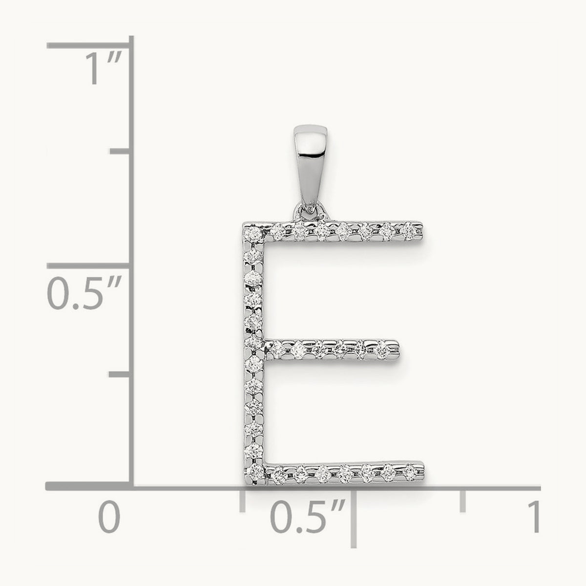 Diamond Letter E Initial Pendant, 14K White Gold