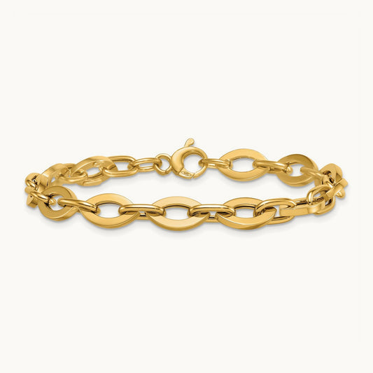 Polished 7.5in Fancy Link Bracelet, 14K