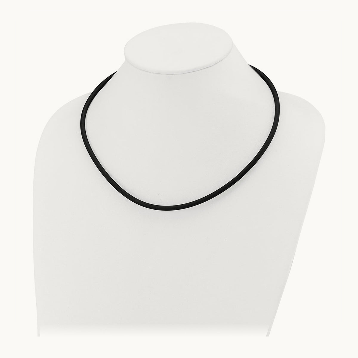 20in with Yellow Clasp Black Rubber Cord Necklace — 4mm