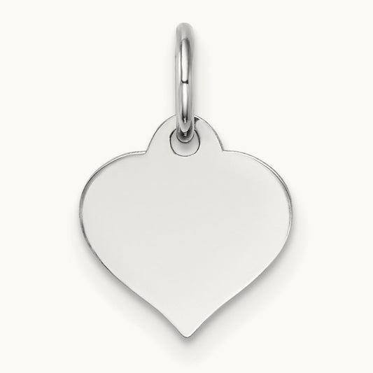 Heart Disc Charm, 14K White Gold