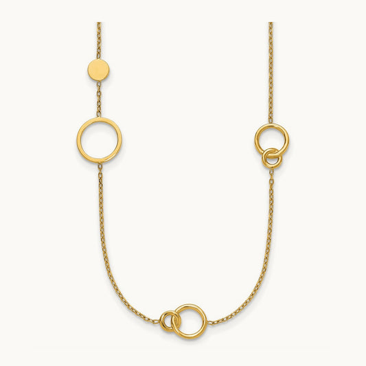 Polished Circle Pattern Necklace, 14K