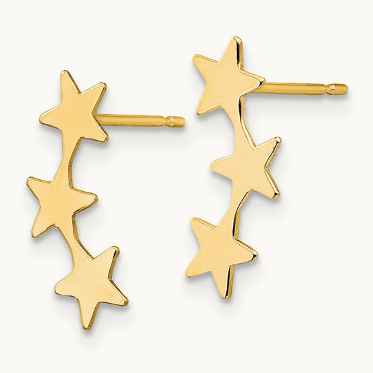 Madi K Polished 3-Star Post Earrings, 14K