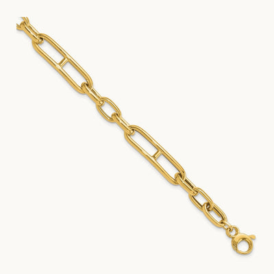 Polished Fancy Paperclip Link w/.5in ext. Bracelet, 14K