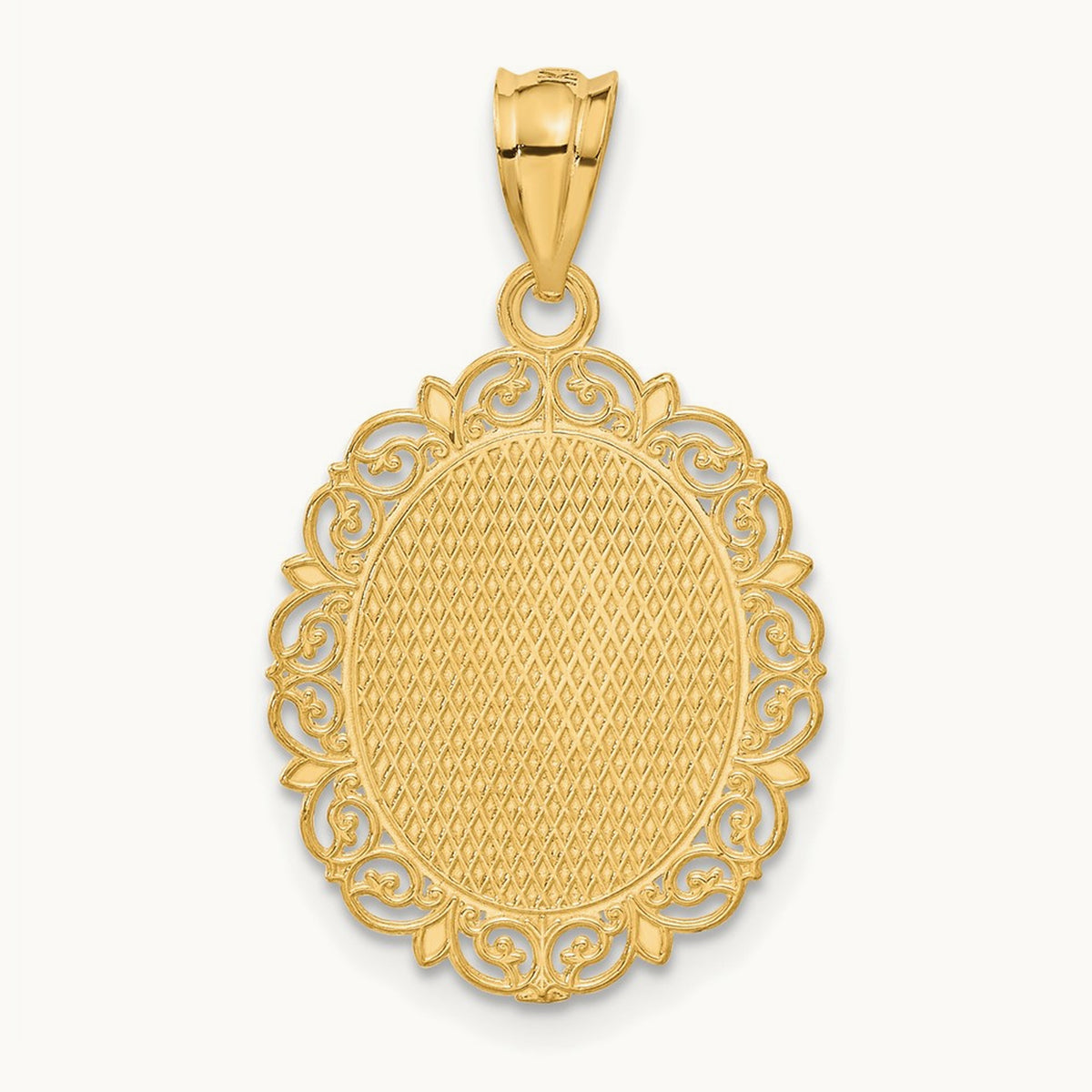Solid Satin Polished Taurus Zodiac Oval Pendant, 14K