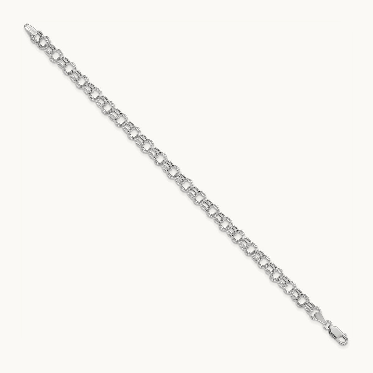 Hollow Double Link Charm Bracelet — 14K White Gold, 7mm