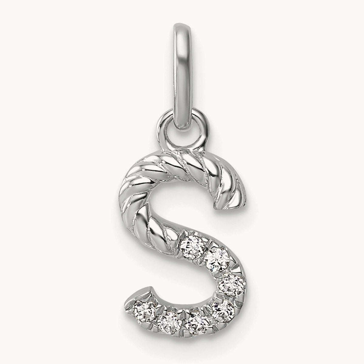 Twisted Diamond Charm — 14K White Gold, S