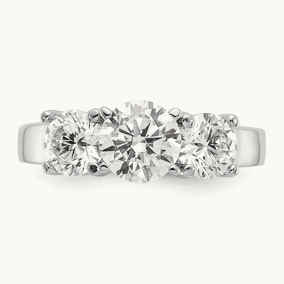 3-Stone Diamond Peg Set Semi-mount Engagement Ring, 14K White Gold