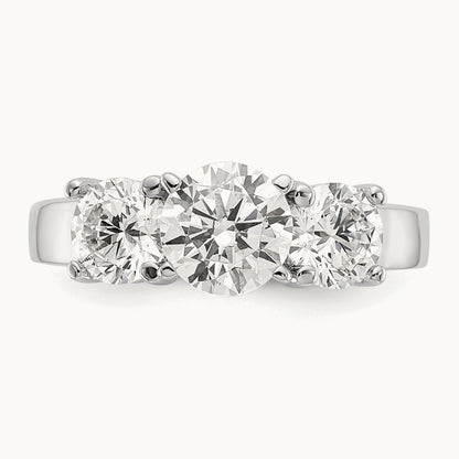 3-Stone Diamond Peg Set Semi-mount Engagement Ring, 14K White Gold