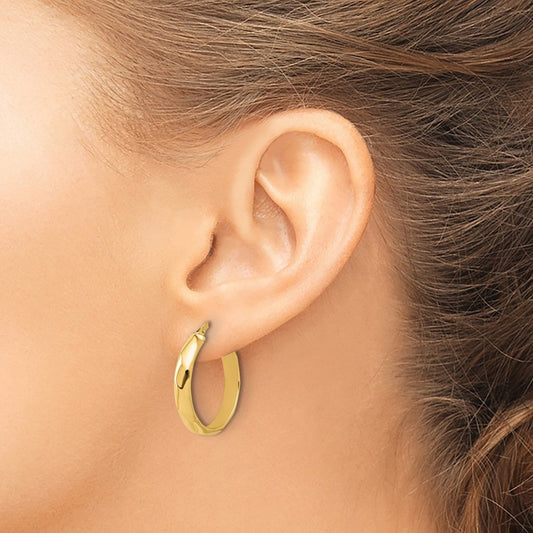 Polished Twisted Round Hoop Earrings — Leslie's — 25mm