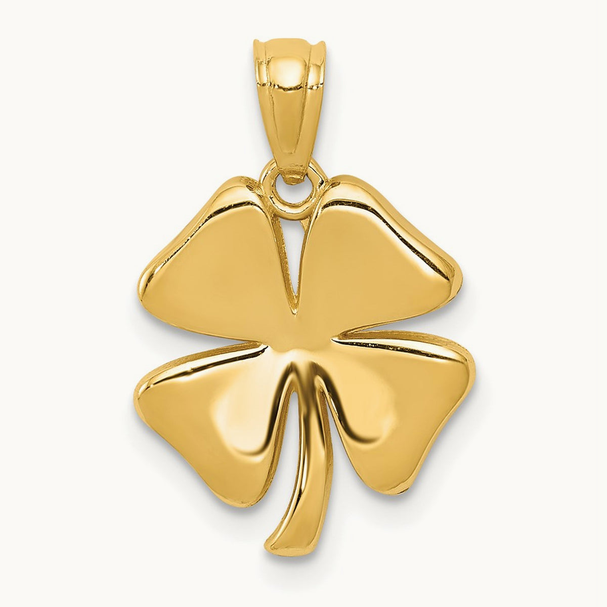 Polished 4 Leaf Clover Pendant, 14K Gold