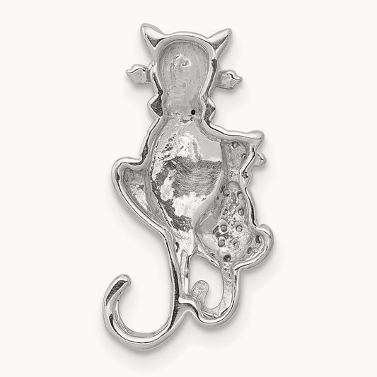 Black and White Accent Diamond Cats Chain Slide, 14K White Gold