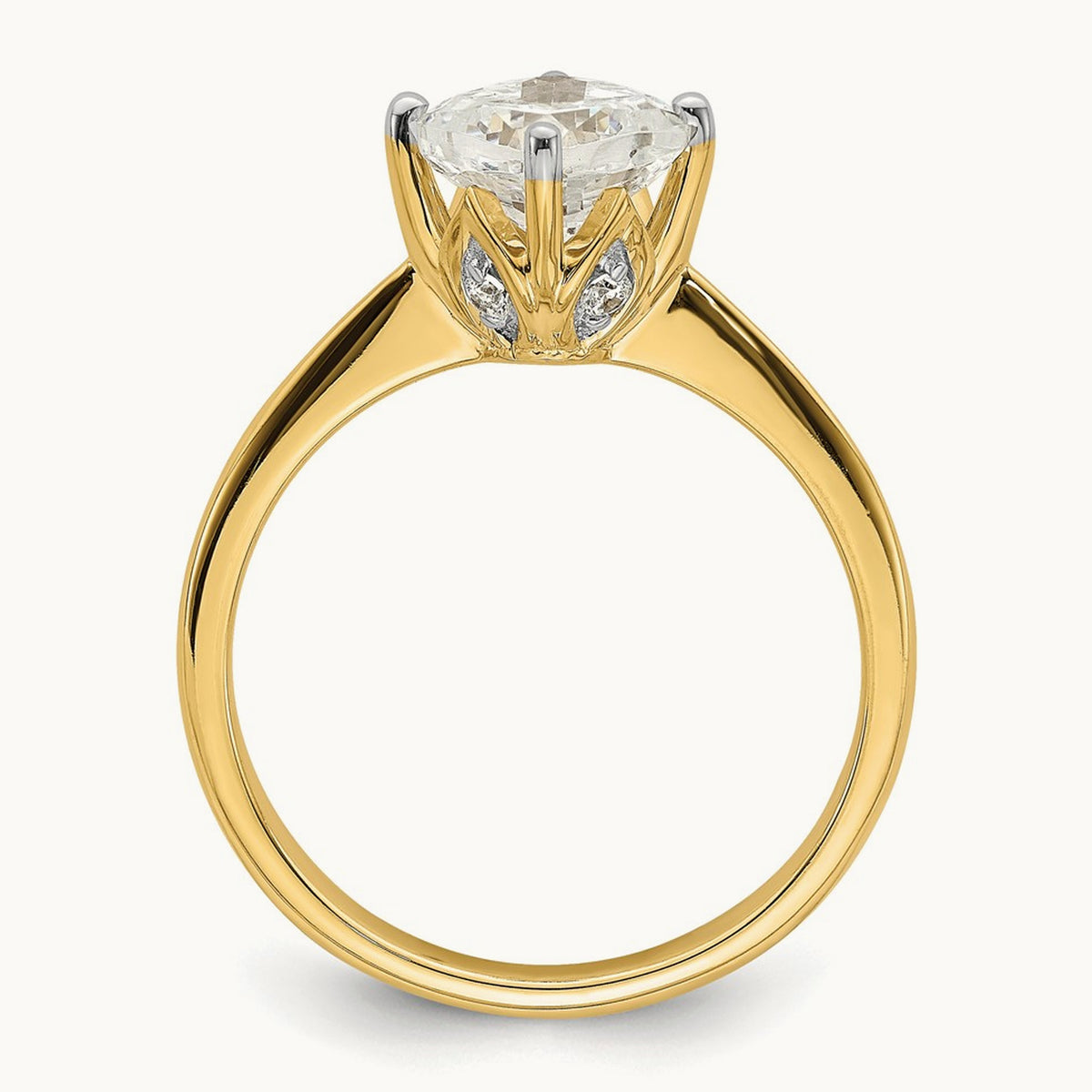 Polish 1 1/2ct Cushion Leaf Design Semi-Mount Dia Ring, 14K